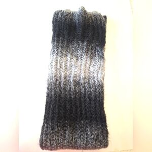 Acrylic Knit Long Scarf Black and Grey O/S